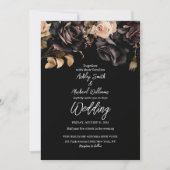 Klassieke zwart-witte bloemen Dark Moody Wedding Kaart (Voorkant)