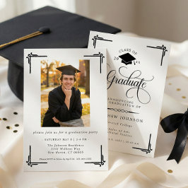 Klassieke Zwart Witte Foto Afstuderen Kaart