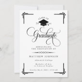 Klassieke Zwart Witte Foto Afstuderen Kaart (Voorkant)