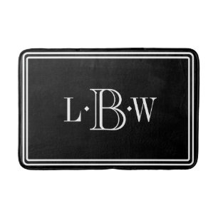 Klassieke zwart-witte grens Monogrammen Badmat
