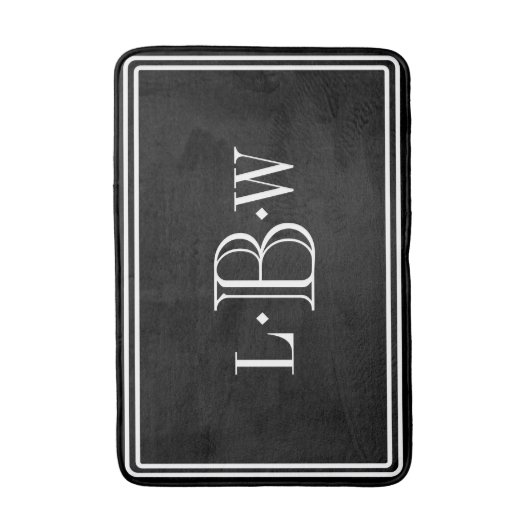 Klassieke zwart-witte grens Monogrammen Badmat (Voorkant Verticaal)