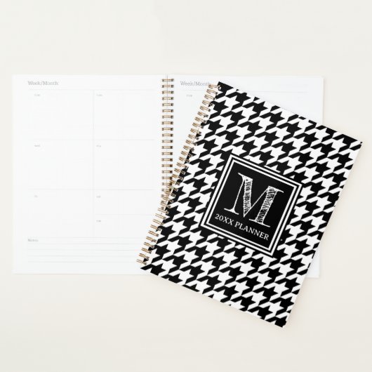 Klassieke zwart-witte hoornmond planner (Display)