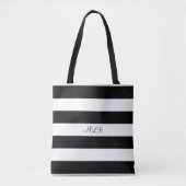 Klassieke zwart-witte strepen en monogram tote bag (Voorkant)