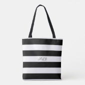 Klassieke zwart-witte strepen en monogram tote bag (Achterkant)