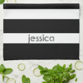 Klassieke zwart-witte strepen theedoek (Gevouwen)