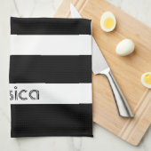 Klassieke zwart-witte strepen theedoek (Quarter Fold)