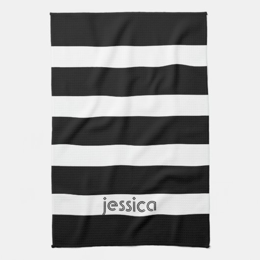 Klassieke zwart-witte strepen theedoek (Verticaal)