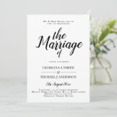 Klassieke Zwart Witte Typografie Trouw Uitnodiging (Staand voorkant)