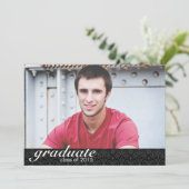 Klassieke zwarte Afstuderen aankondiging - Uitnodi (Staand voorkant)