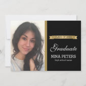Klassieke zwarte Afstuderen Fotouitnodiging Kaart (Voorkant)