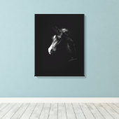 Klassieke zwarte Arabische paardenkunst (kleinere  Canvas Afdruk (Insitu (Houten vloer))