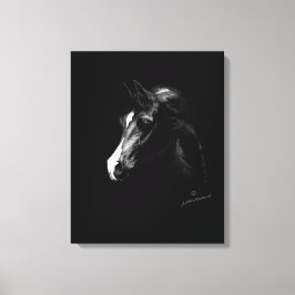 Klassieke zwarte Arabische paardenkunst (kleinere  Canvas Afdruk