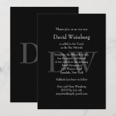 Klassieke zwarte balk Mitzvah-uitnodiging Kaart (Voorkant / Achterkant)