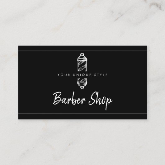 Klassieke zwarte  Barber Tools Barbershop Busi Visitekaartje (Voorkant)