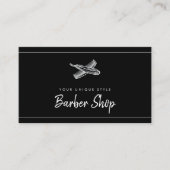 Klassieke zwarte Barber Tools Barbershop Visitekaartje (Voorkant)
