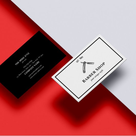 Klassieke zwarte Barber Tools Barbershop Visitekaartje