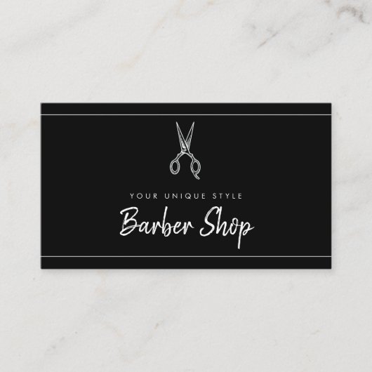Klassieke zwarte Barber Tools Barbershop Visitekaartje (Voorkant)