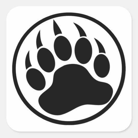 Klassieke zwarte beer klauw in een zwarte ring vierkante sticker (Voorkant)