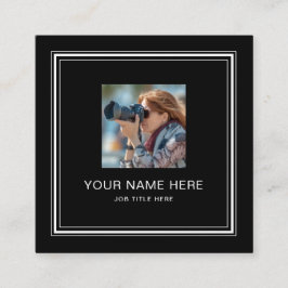 Klassieke zwarte belkaart met wit script contactkaartje