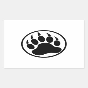 Klassieke zwarte berenklauw in een zwarte ring rechthoekige sticker