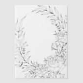 Klassieke Zwarte Bloemen Overlay Krans Trouwen Vellum Uitnodigingen (Voorkant)