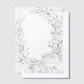 Klassieke Zwarte Bloemen Overlay Krans Trouwen Vellum Uitnodigingen (Offset)