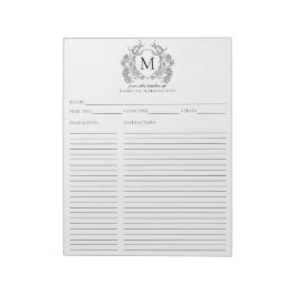 Klassieke Zwarte Bloemenkam Monogram Recept Notitieblok