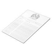 Klassieke Zwarte Bloemenkam Monogram Recept Notitieblok (Schuin)