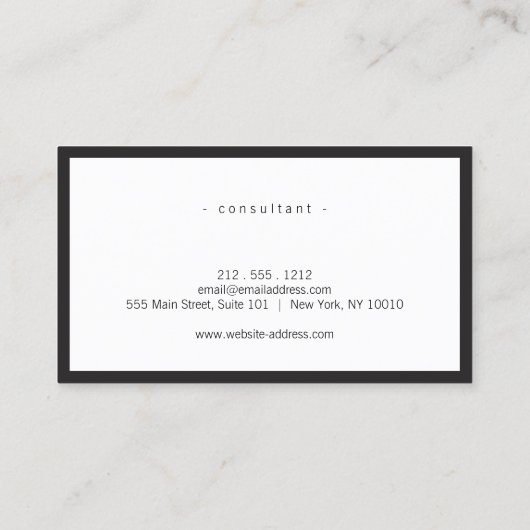 Klassieke zwarte bril Logo White Visitekaartje (Achterkant)