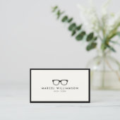 Klassieke zwarte brillen Logo Ivoor Visitekaartje (Staand voorkant)