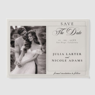 Klassieke Zwarte Calligrafie Foto Save The Date Vellum Uitnodigingen