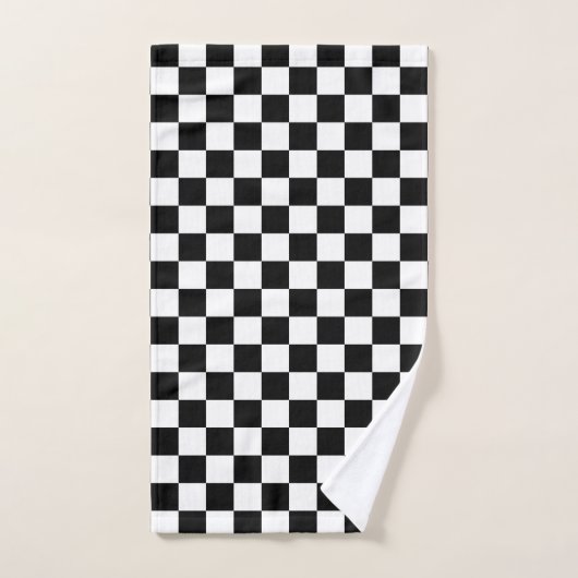 Klassieke zwarte checkboard - wit patroon bad handdoek (Handdoek)