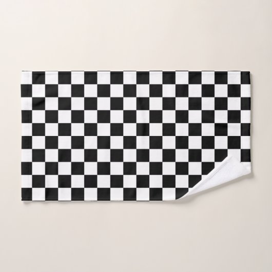 Klassieke zwarte checkboard - wit patroon bad handdoek (Handdoek)