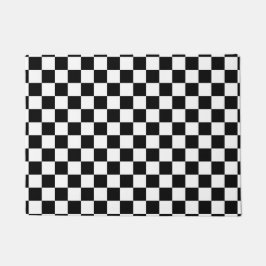 Klassieke zwarte checkboard - wit patroon deurmat
