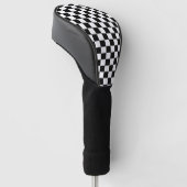 Klassieke zwarte checkboard - wit patroon golfheadcover (Schuin)