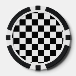 Klassieke zwarte checkboard - wit patroon poker chips