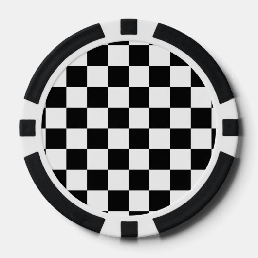 Klassieke zwarte checkboard - wit patroon poker chips (Voorkant)