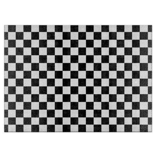 Klassieke zwarte checkboard - wit patroon snijplank (Voorkant)