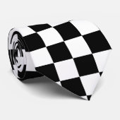 Klassieke zwarte checkboard - wit patroon stropdas (Opgerold)