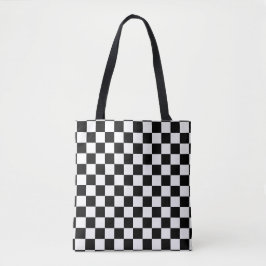 Klassieke zwarte checkboard - wit patroon tote bag