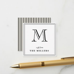 Klassieke Zwarte & Crème Monogram Cadeautags Informatiekaartje