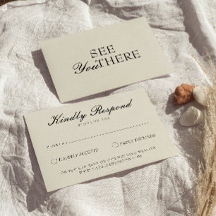 Klassieke zwarte crème oude geld vintage bruiloft RSVP kaartje