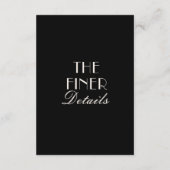 Klassieke zwarte crèmekleurige bruiloftdetails met informatiekaartje (Achterkant)