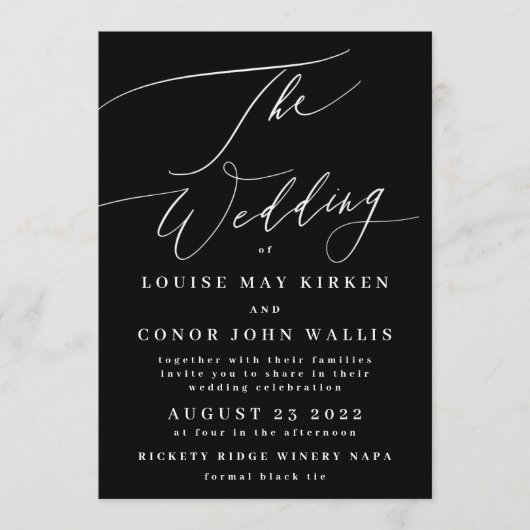 Klassieke zwarte de details van het huwelijk op ru kaart (Voorkant)