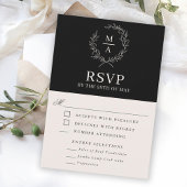 Klassieke zwarte eenvoudige elegante monogram RSVP