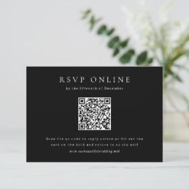 Klassieke Zwarte Eenvoudige QR Code Huwelijk RSVP Kaartje