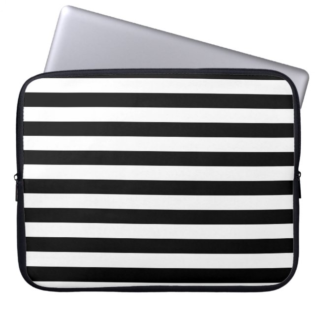 Klassieke zwarte elinear laptop sleeve (Voorkant)