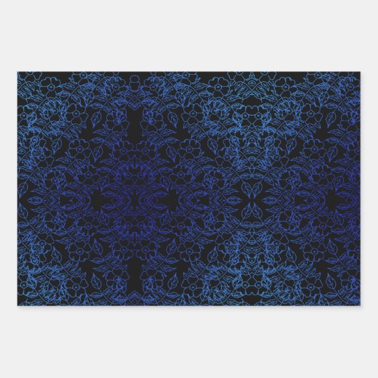 Klassieke zwarte en blauwe waterverf elegant inpakpapier vel (Voorkant 3)