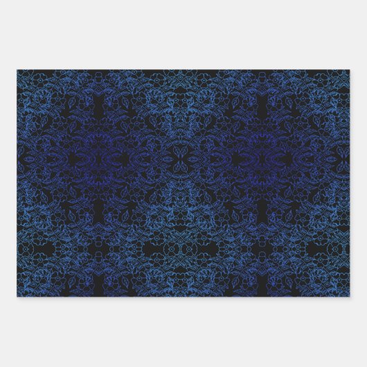 Klassieke zwarte en blauwe waterverf elegant inpakpapier vel (Voorkant 2)