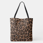 Klassieke Zwarte en Bruine Leopard Spot Print Tote Bag (Achterkant)